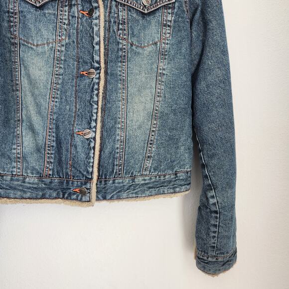 Vintage Y2K Lapis Fleece Lined Button Down Jean Jacket M - Picture 2 of 9